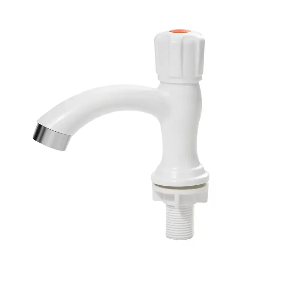 373-8 Roman Single Cold Basin, White, Round Handle