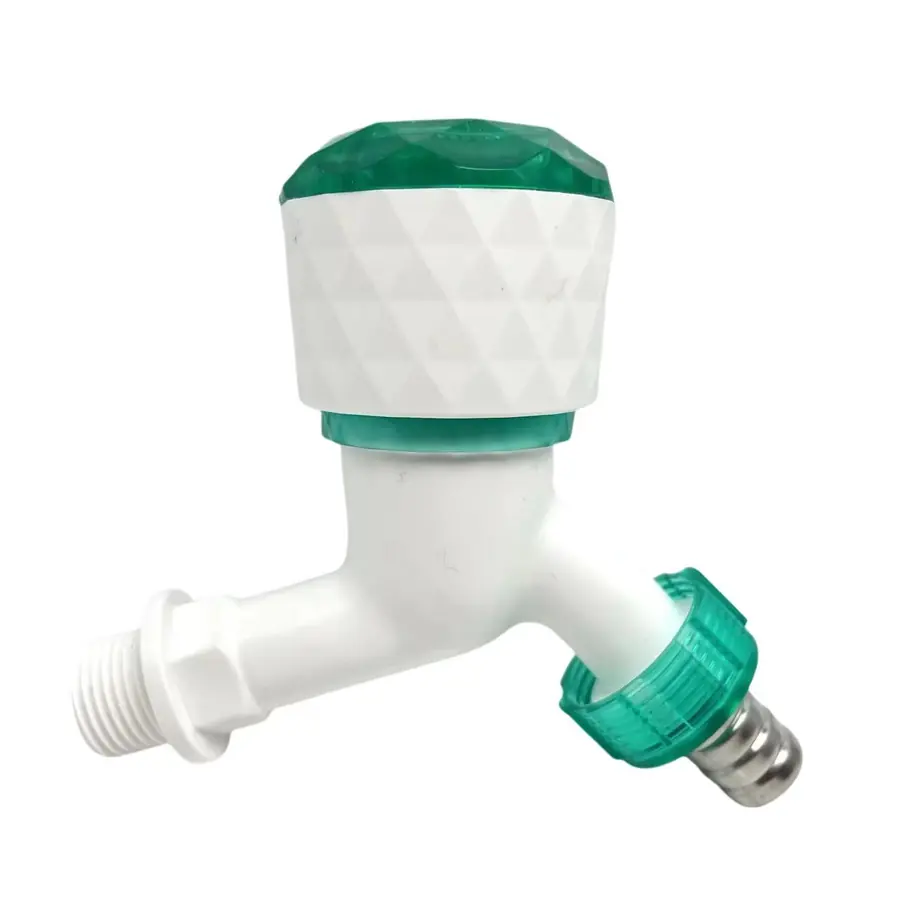 PP Faucet Flat Mouth, Single-Slot Handle Porcelain white, brand new material, PP flat semi-transparent handwheel