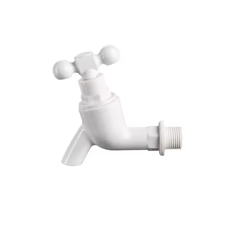 PP Faucet Short Single-Slot Ball Handle, Small Body, with Plastic Spout, Porcelain White, Brand New Material