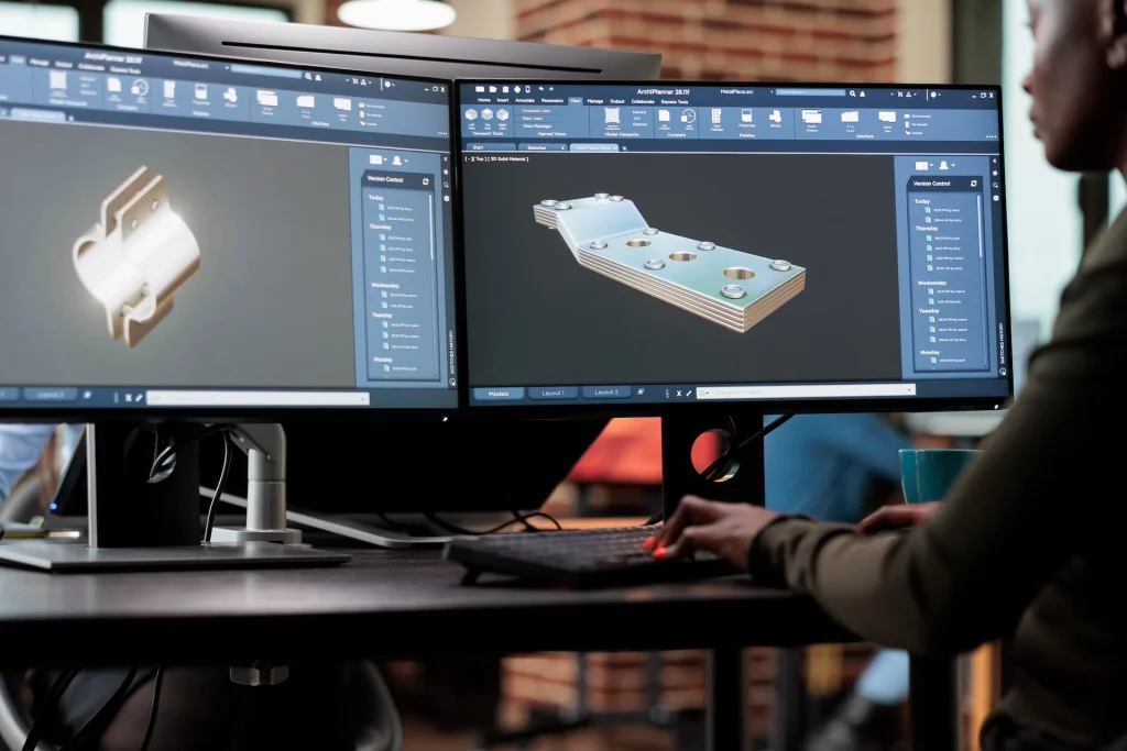 Design workstation displaying three-dimensional product models
